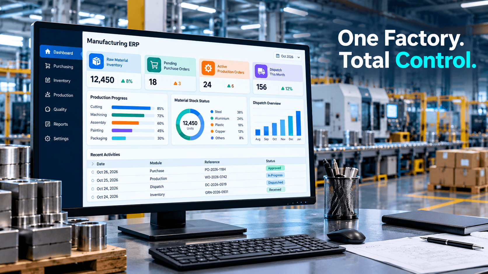 Manufacturing ERP Software in Ranchi: Control Inventory, Production, Purchasing & Dispatch