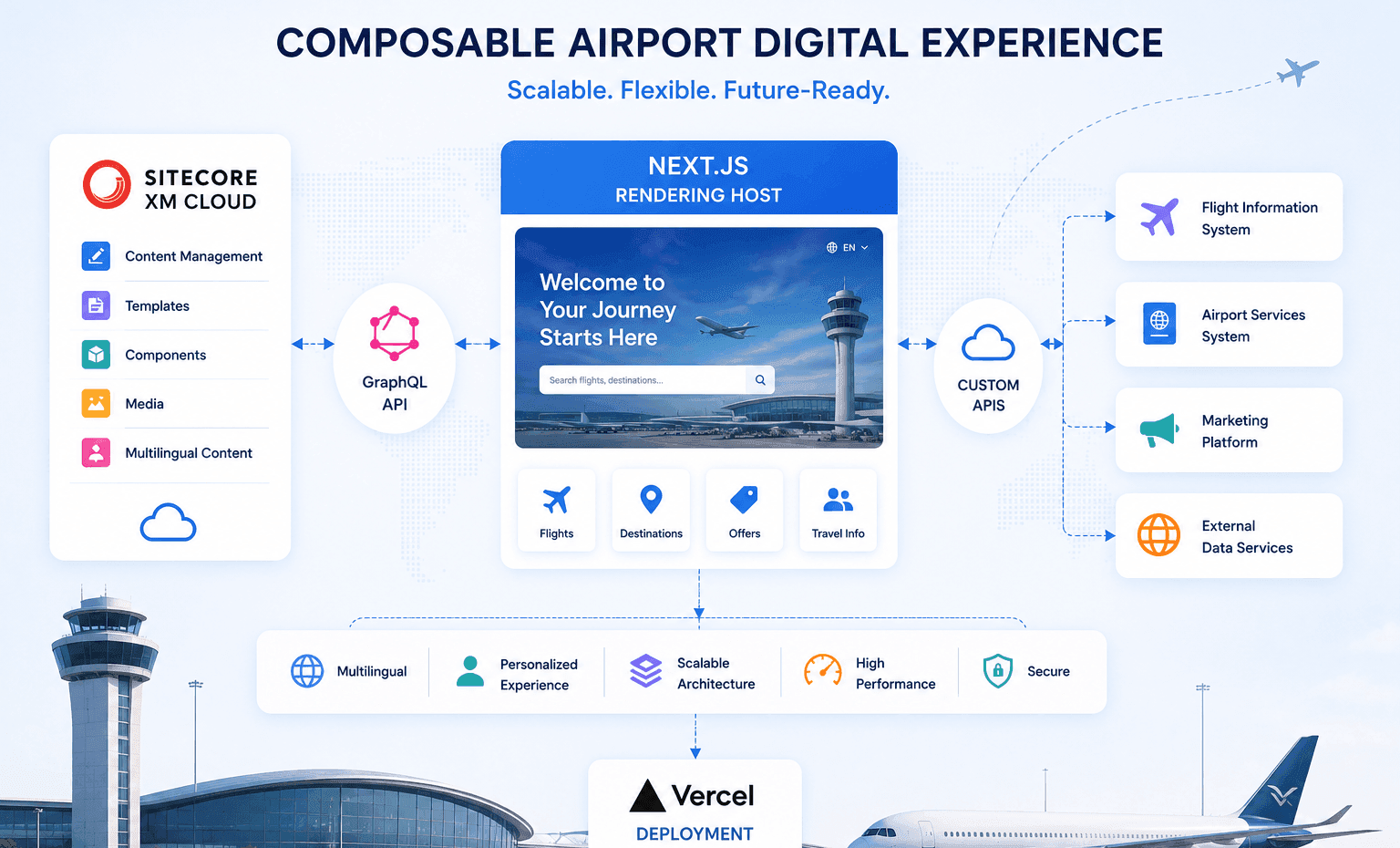 Case Study: Multilingual Airport Marketing Platform Built with Sitecore XM Cloud + Next.js