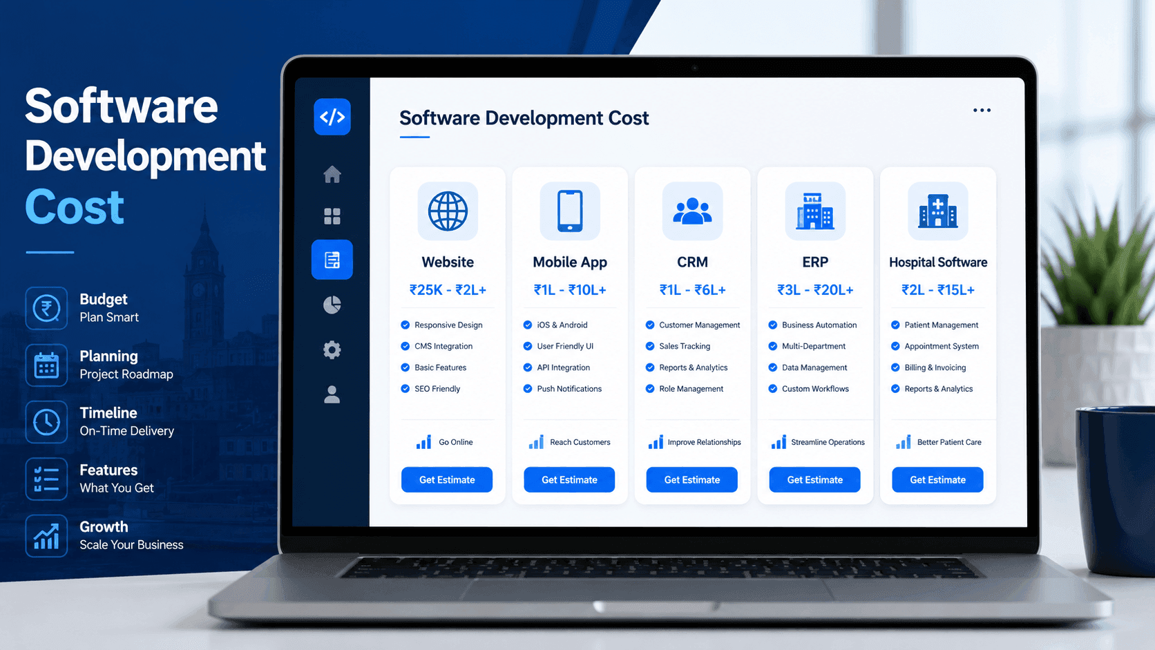 Software Development Cost in Ranchi: Website, Mobile App, CRM, ERP and Hospital Software Pricing